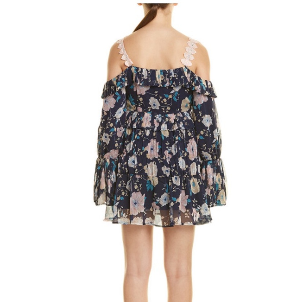 Foxiedox Brylee cold shoulder floral mini dress size L - Picture 3 of 16
